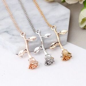 NWT- Beautiful Rose Necklace Gold and Silver